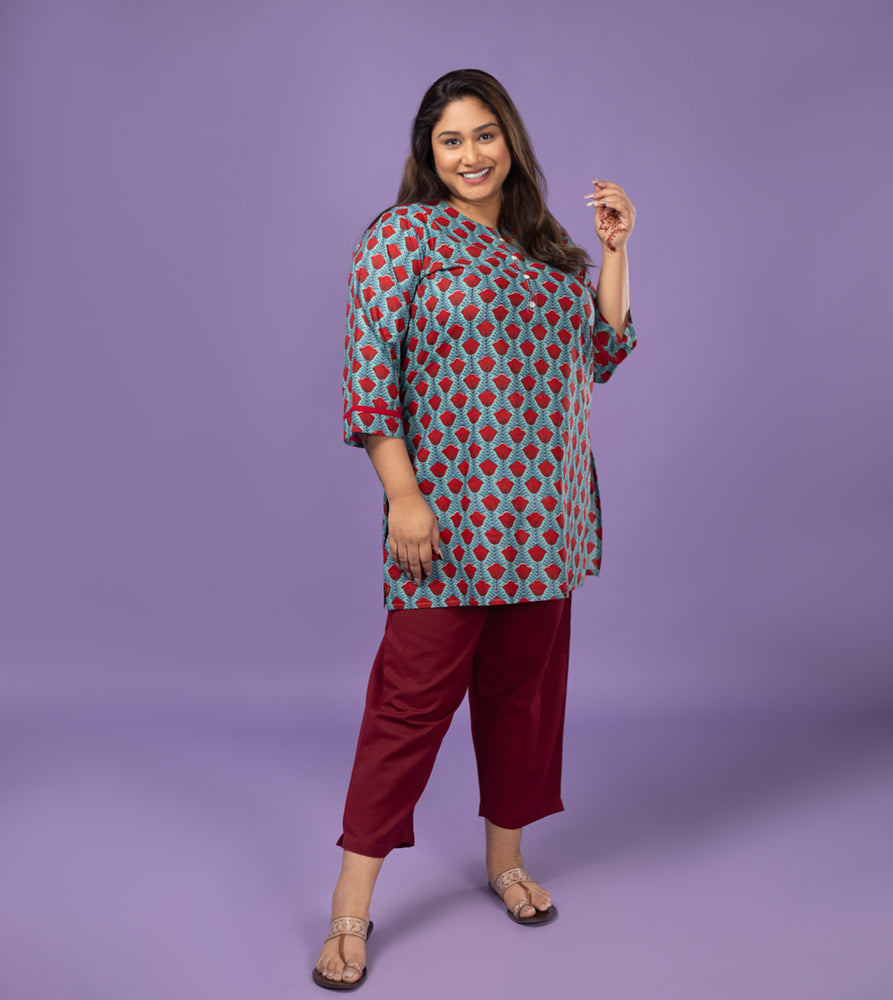 Plus Size Kurta | XL - 7XL | 100% Cotton | Blue