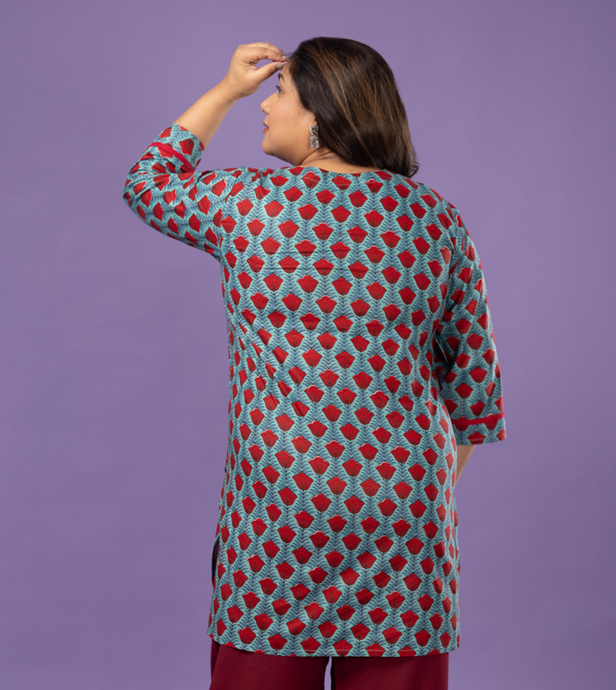 Plus Size Kurta | XL - 7XL | 100% Cotton | Blue