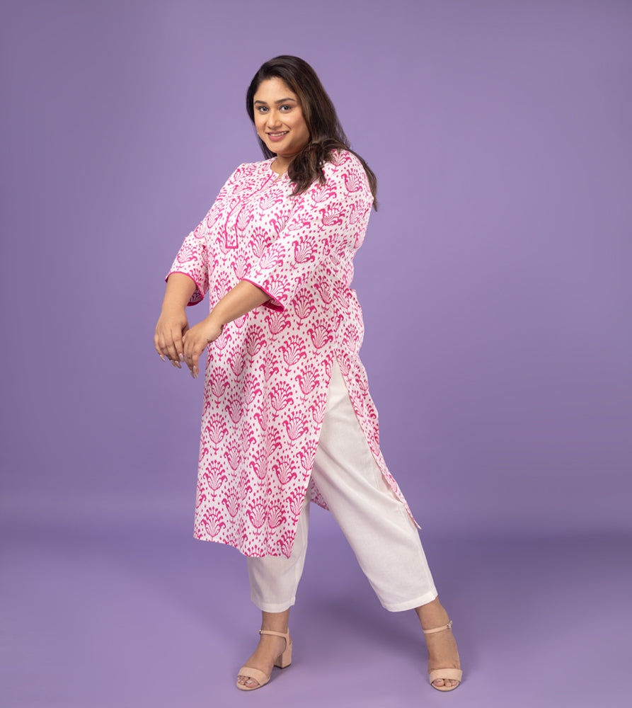 Plus Size Kurta | XL - 7XL | 100% Cotton | Pink