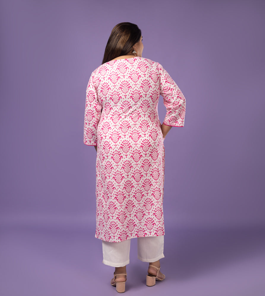 Plus Size Kurta | XL - 7XL | 100% Cotton | Pink