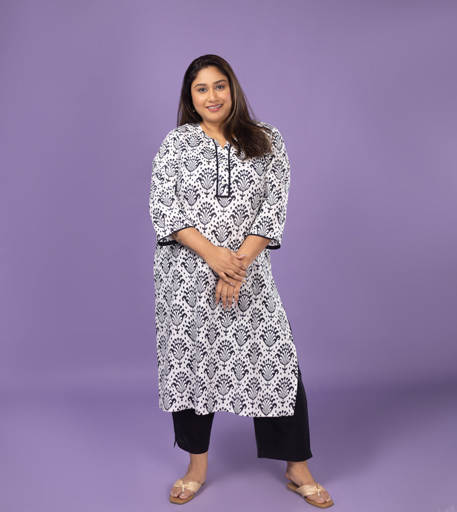 Plus Size Kurta | XL - 7XL | 100% Cotton | White