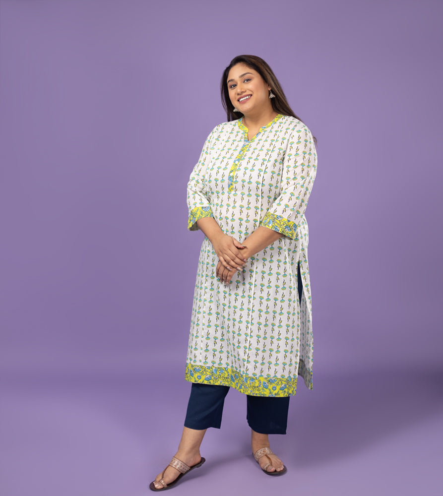 Plus Size Kurta | XL - 7XL | 100% Cotton | White