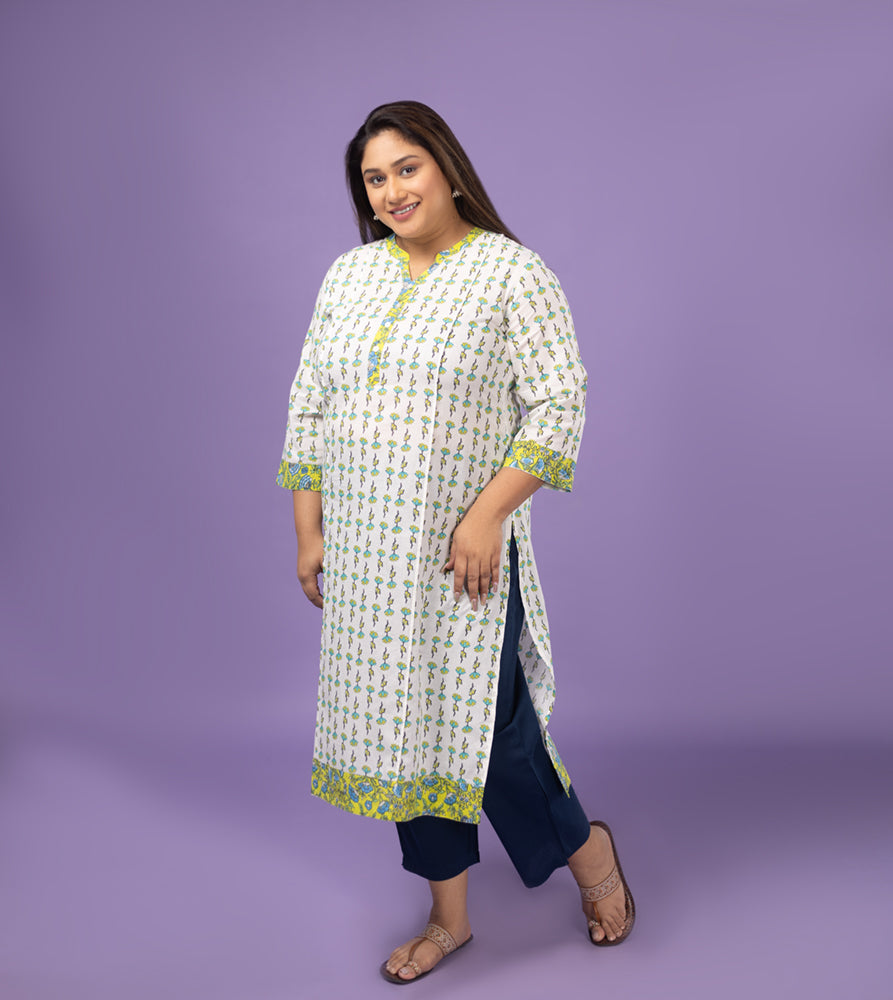 Plus Size Kurta | XL - 7XL | 100% Cotton | White