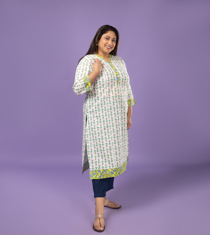 Plus Size Kurta | XL - 7XL | 100% Cotton | White