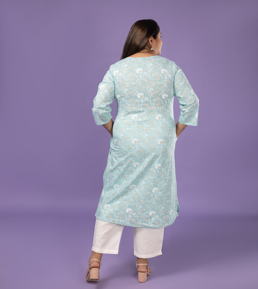 Plus Size Kurta | XL - 7XL | 100% Cotton | Blue