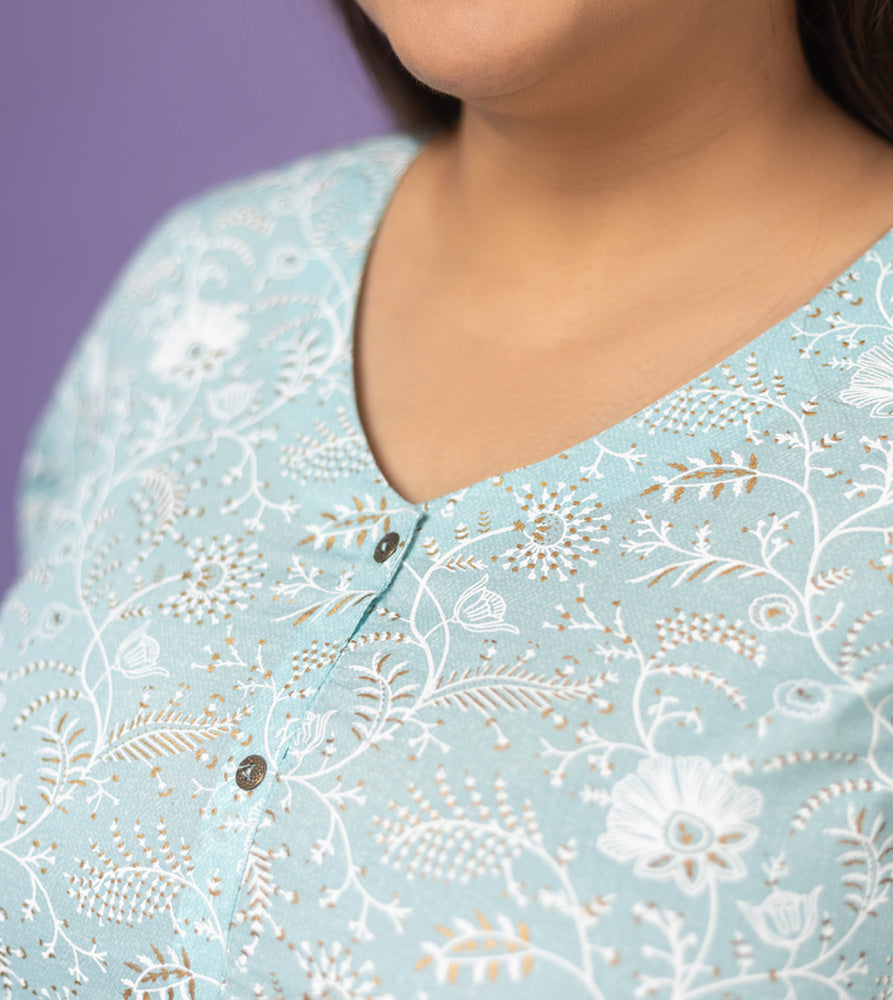 Plus Size Kurta | XL - 7XL | 100% Cotton | Blue