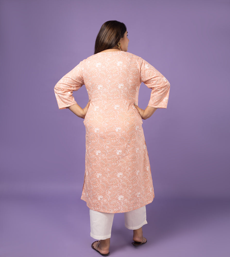 Plus Size Kurta | XL - 7XL | 100% Cotton | Peach