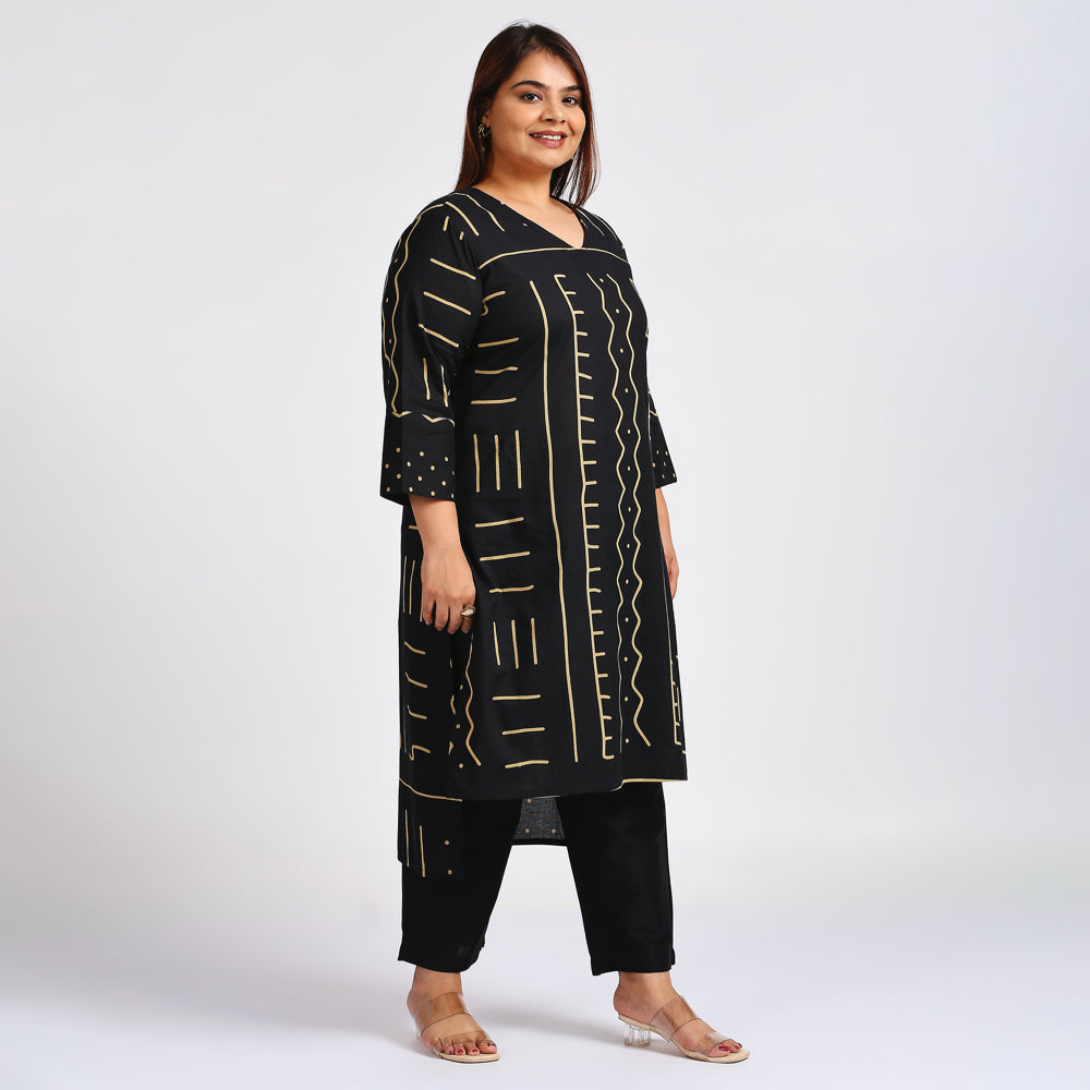 Plus Size Kurta | XL - 7XL | 100% Cotton | Black