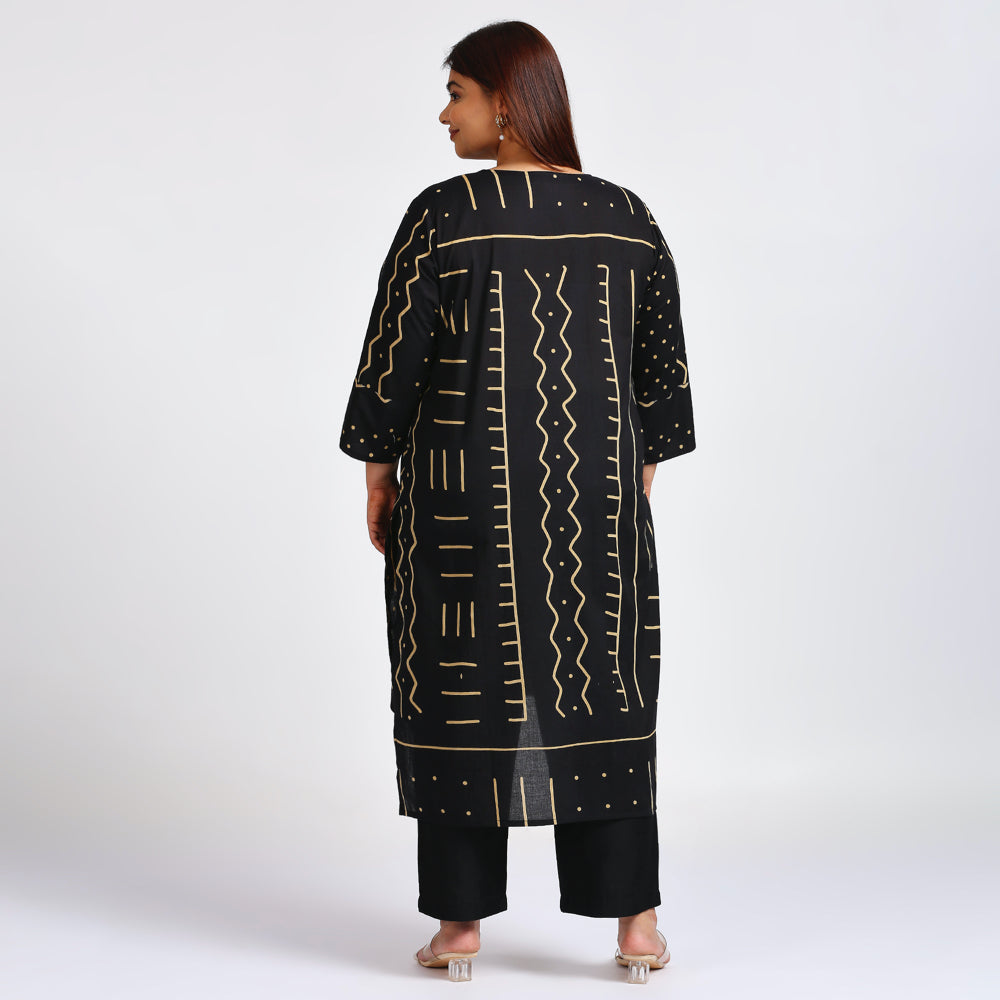 Plus Size Kurta | XL - 7XL | 100% Cotton | Black