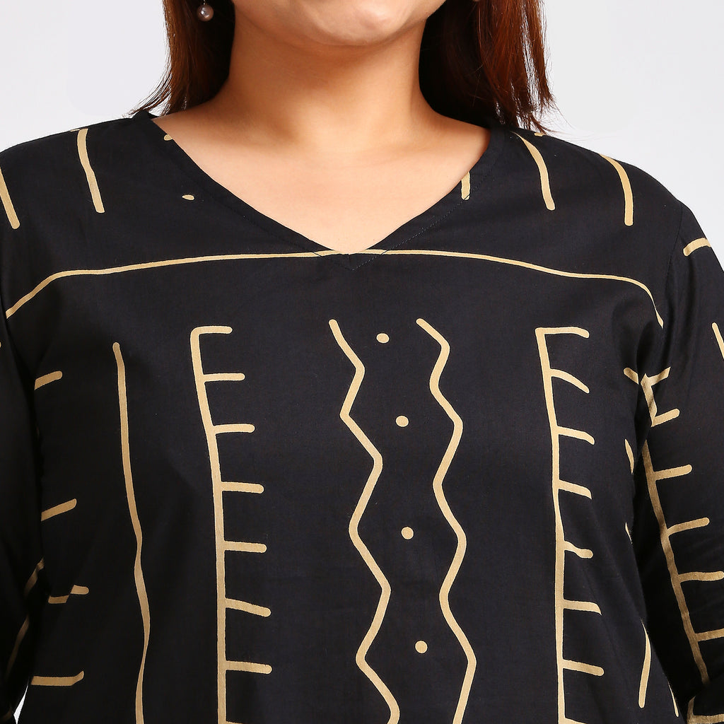 Plus Size Kurta | XL - 7XL | 100% Cotton | Black