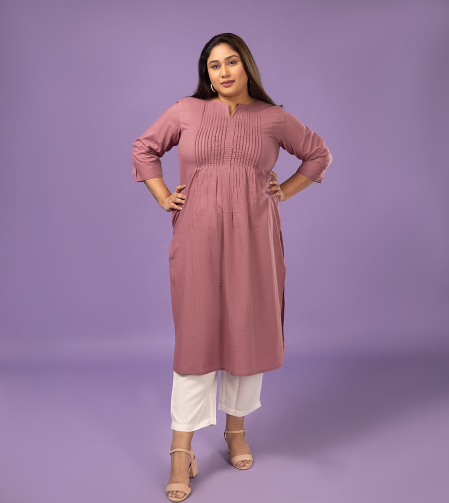 Plus Size Kurta | XL - 7XL | 100% Cotton | Dusty Rose