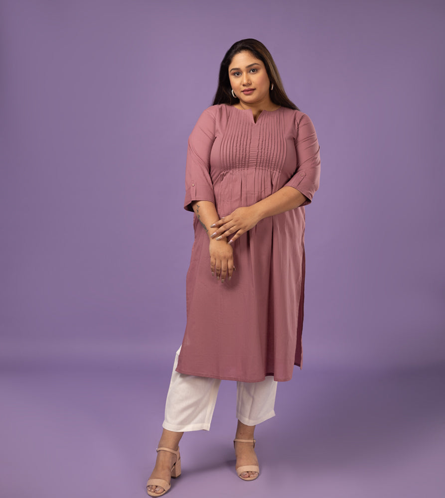 Plus Size Kurta | XL - 7XL | 100% Cotton | Dusty Rose