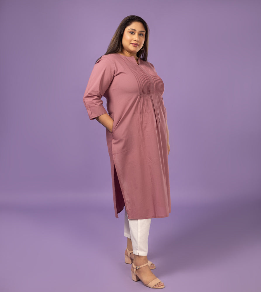 Plus Size Kurta | XL - 7XL | 100% Cotton | Dusty Rose