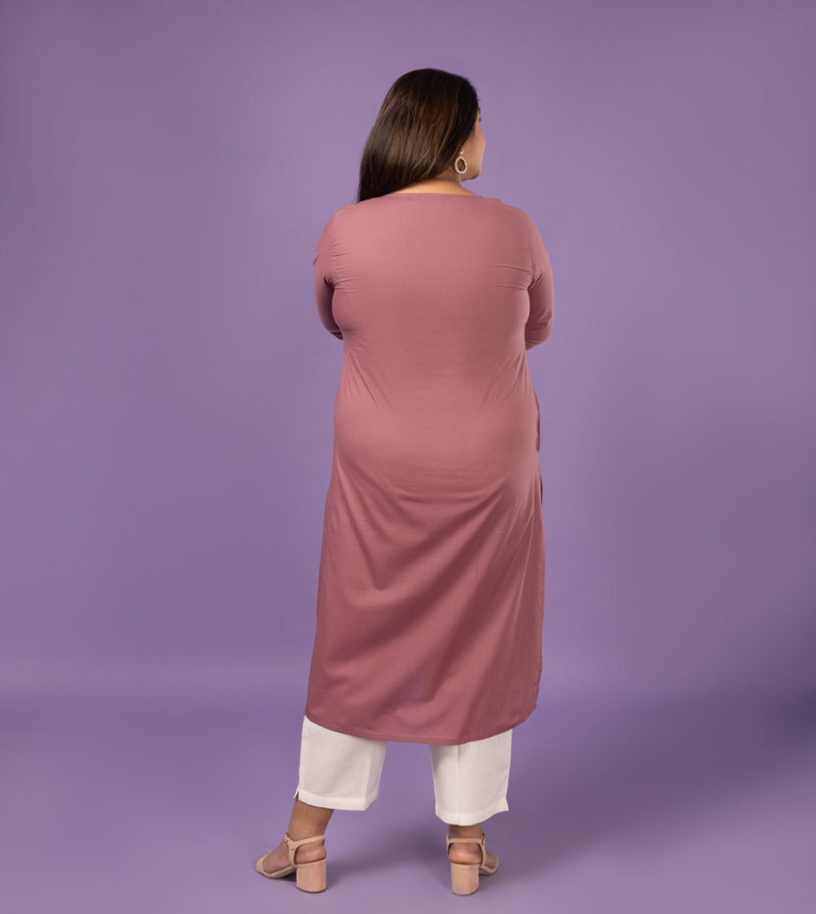 Plus Size Kurta | XL - 7XL | 100% Cotton | Dusty Rose