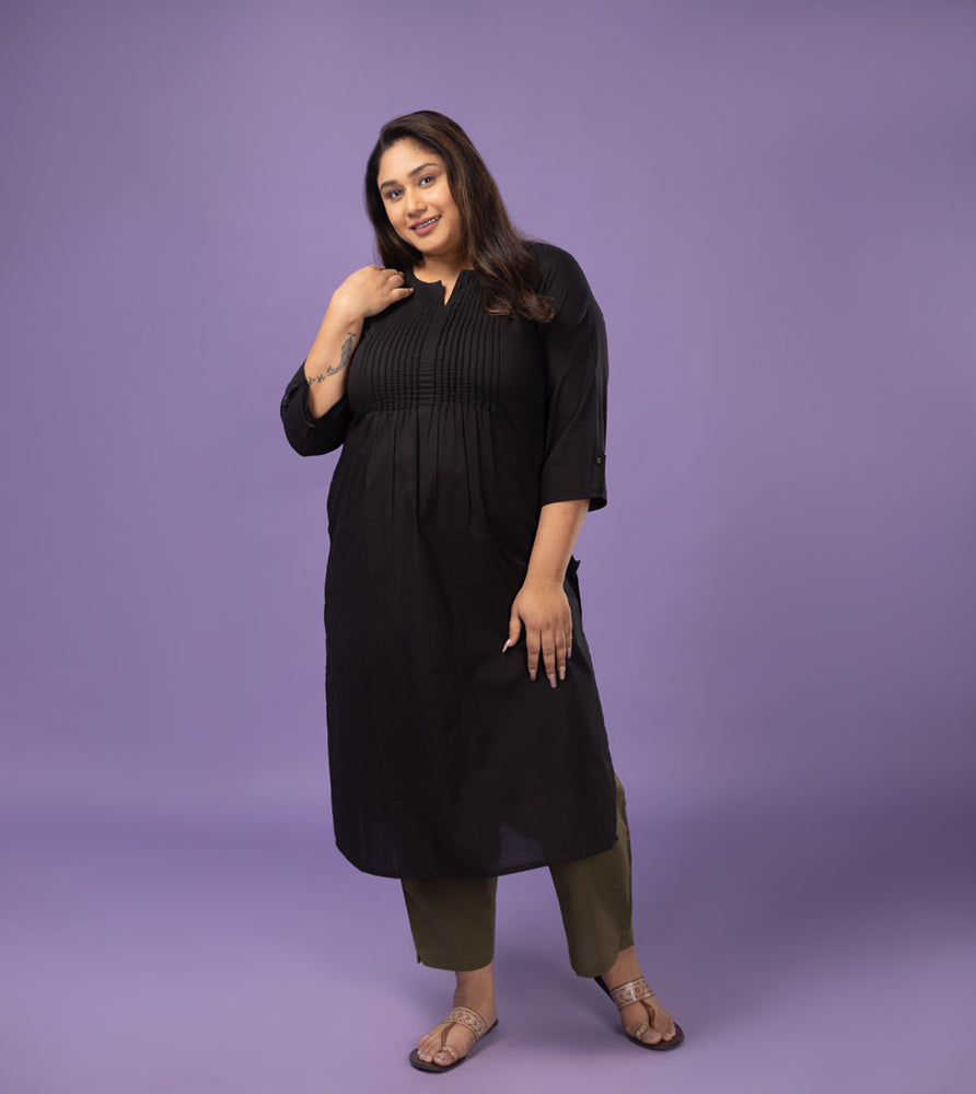 Plus Size Kurta | XL - 7XL | 100% Cotton | Black