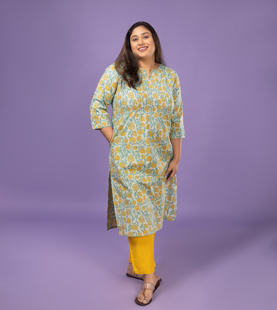 Plus Size Kurta | XL - 7XL | 100% Cotton | Blue Green