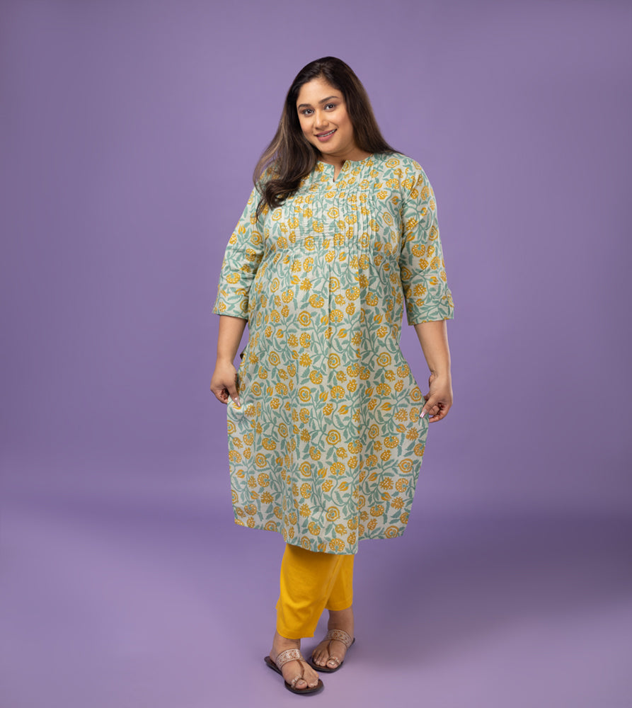 Plus Size Kurta | XL - 7XL | 100% Cotton | Blue Green