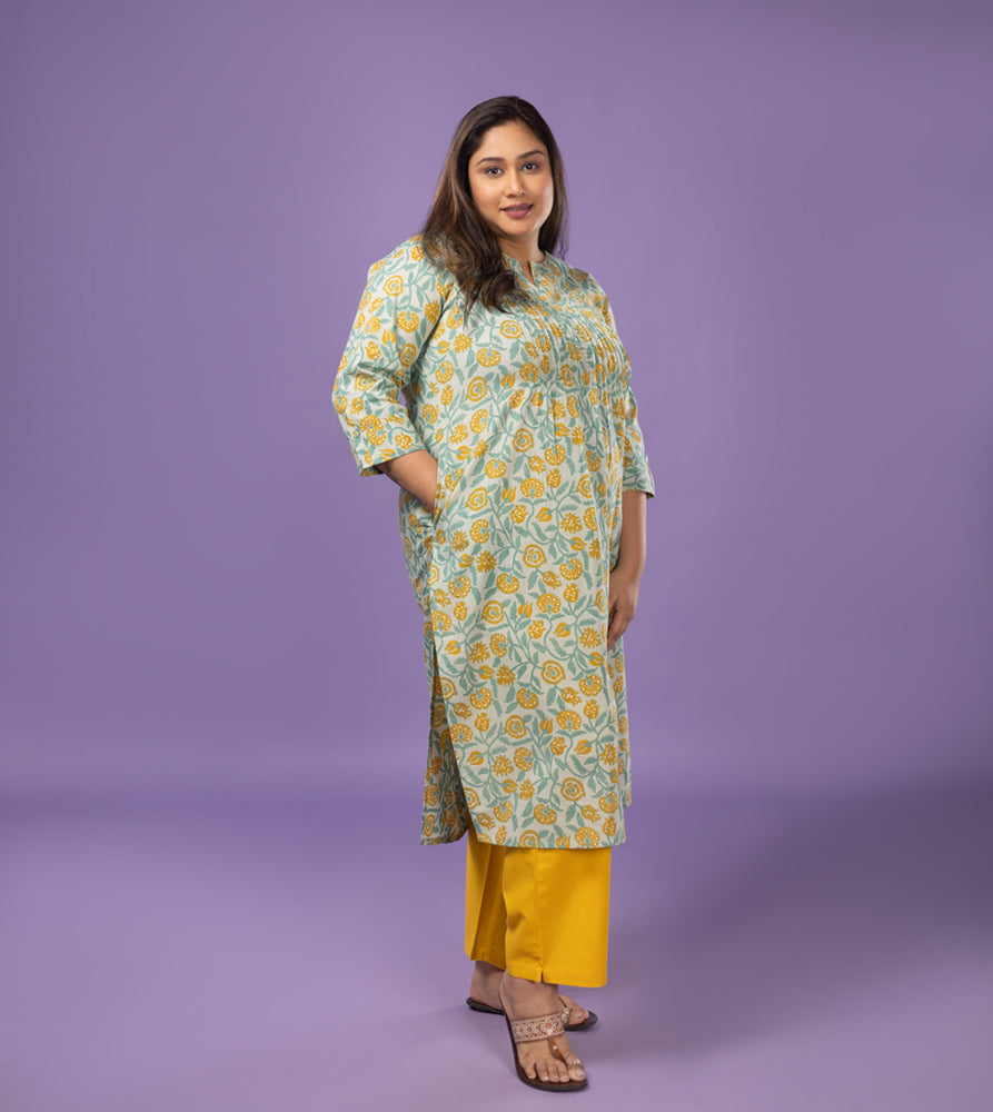 Plus Size Kurta | XL - 7XL | 100% Cotton | Blue Green