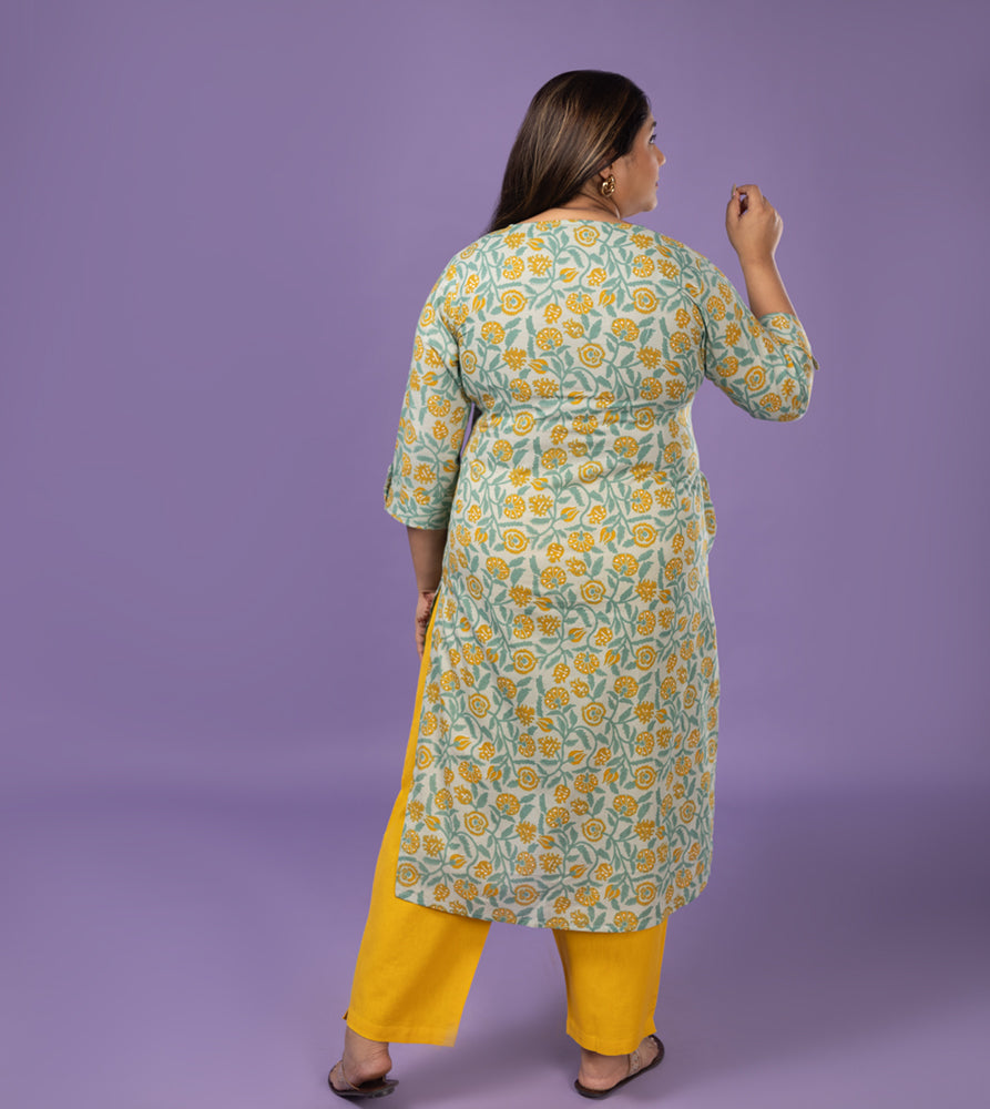 Plus Size Kurta | XL - 7XL | 100% Cotton | Blue Green