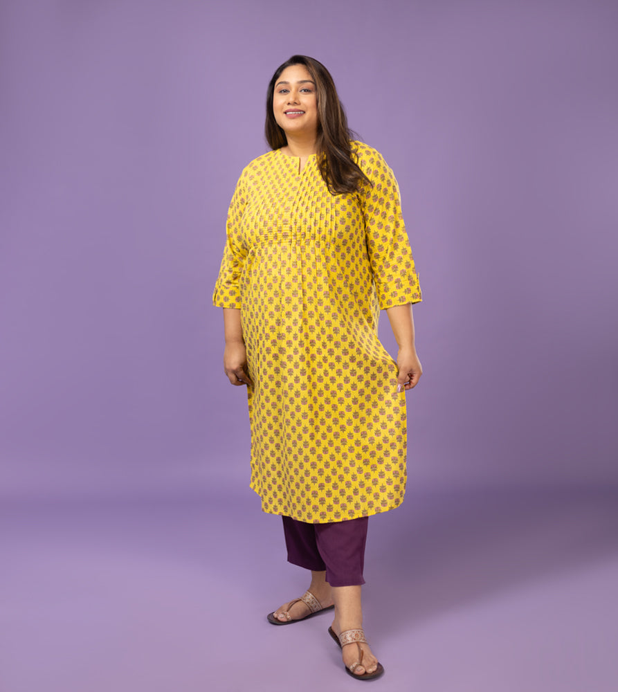 Plus Size Kurta | XL - 7XL | 100% Cotton | Yellow