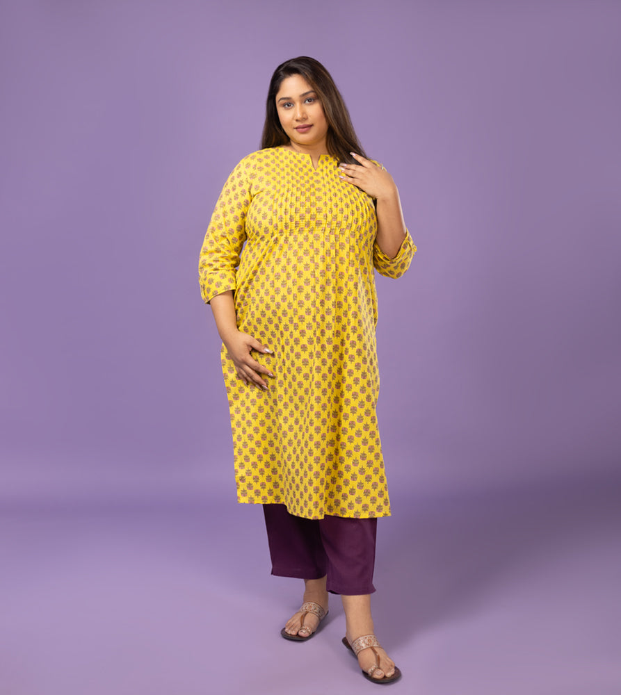 Plus Size Kurta | XL - 7XL | 100% Cotton | Yellow
