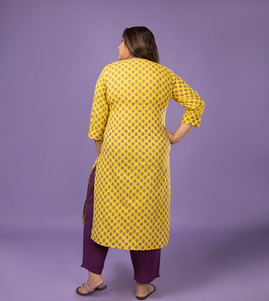 Plus Size Kurta | XL - 7XL | 100% Cotton | Yellow