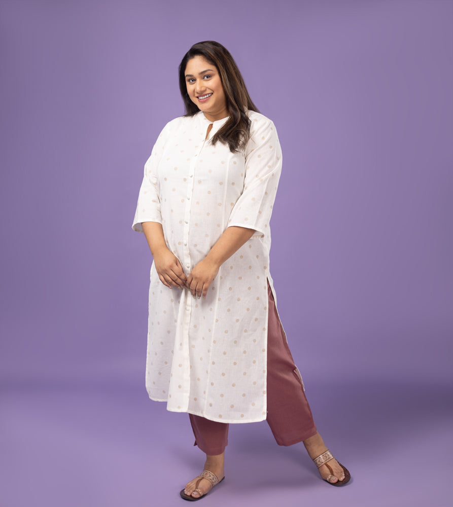 Plus Size  Kurta | XL - 7XL | 100% Cotton | Off White