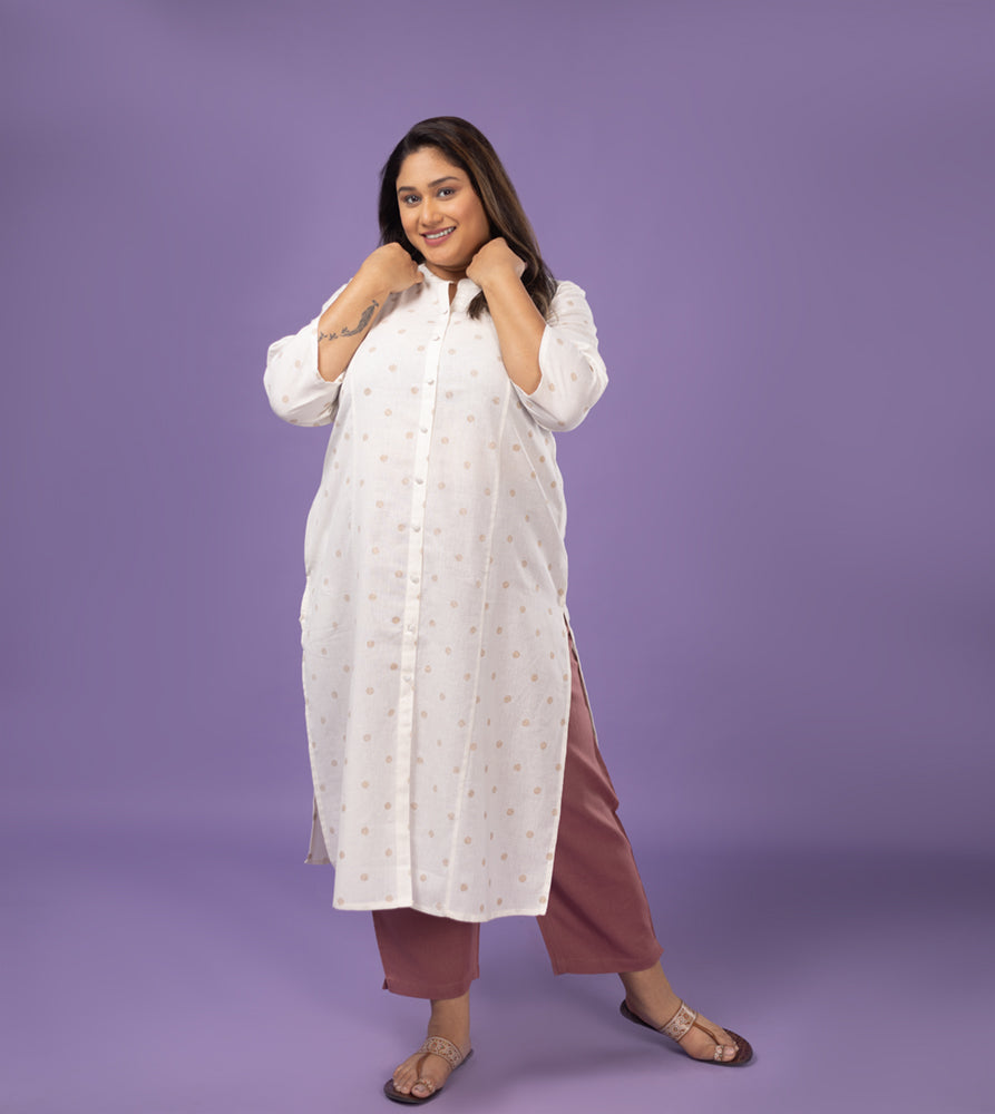 Plus Size  Kurta | XL - 7XL | 100% Cotton | Off White