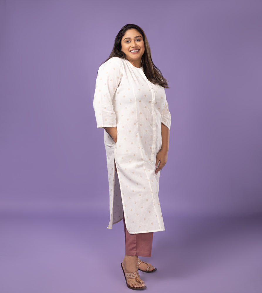 Plus Size  Kurta | XL - 7XL | 100% Cotton | Off White