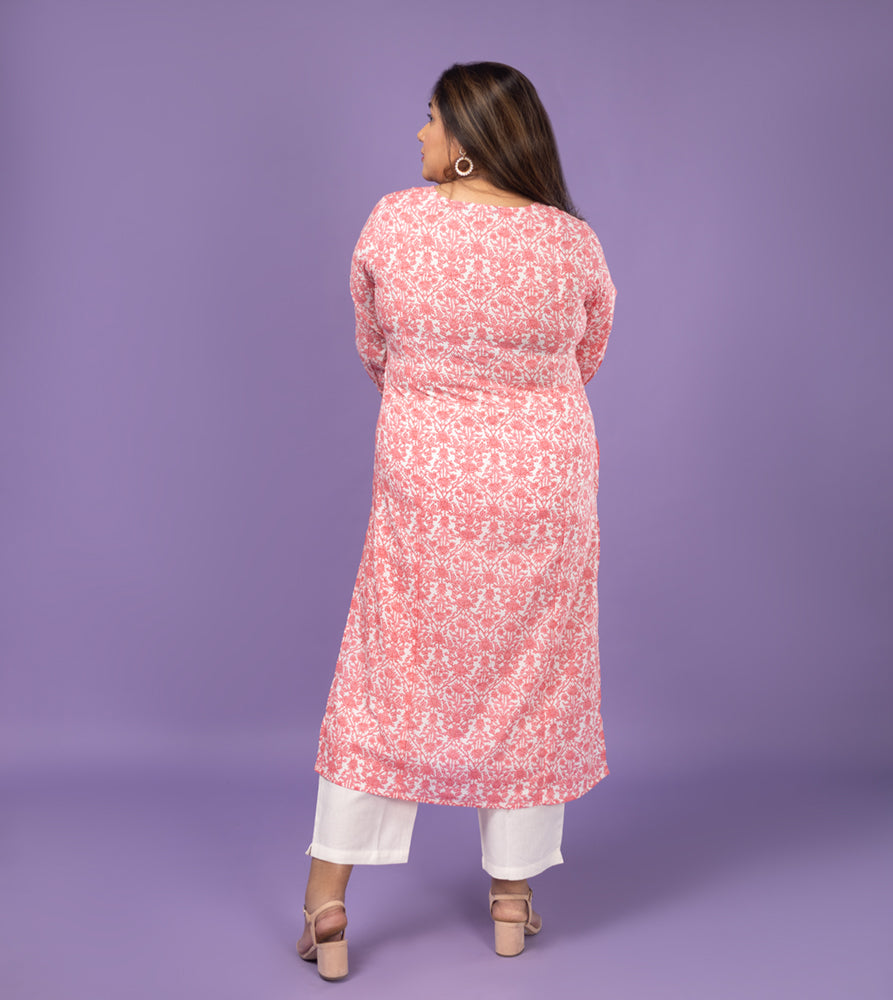 Plus Size Kurta | XL - 7XL | 100% Cotton | Bright Pink
