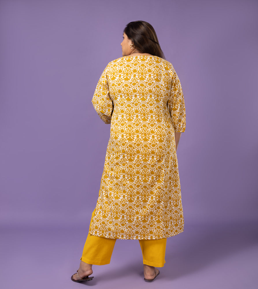 Plus Size Kurta | XL - 7XL | 100% Cotton | Mustard Yellow