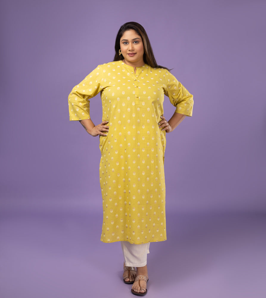 Plus Size Kurta | XL - 7XL | 100% Cotton | Lime Green