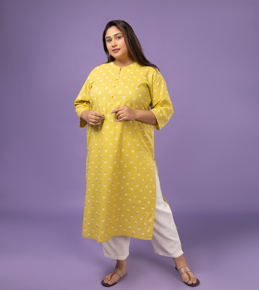Plus Size Kurta | XL - 7XL | 100% Cotton | Lime Green