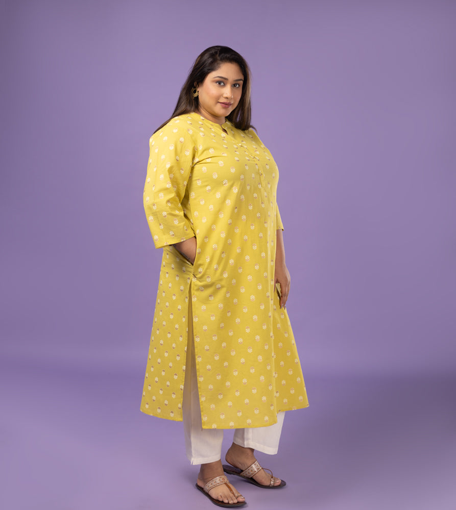 Plus Size Kurta | XL - 7XL | 100% Cotton | Lime Green