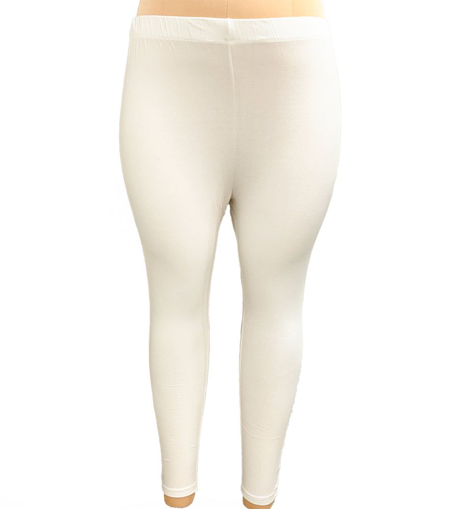 Sizeupp | Plus Size Leggings For Women | 3Xl - 10Xl | 95% Cotton 5% Lycra | Solid | Knitted | Off White