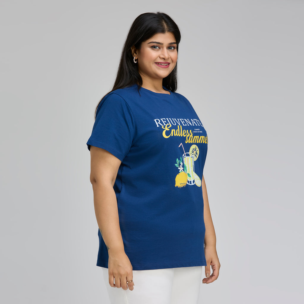 Plus Size Graphic T-Shirt | 2XL-8XL | 100% Cotton | Diesel Blue