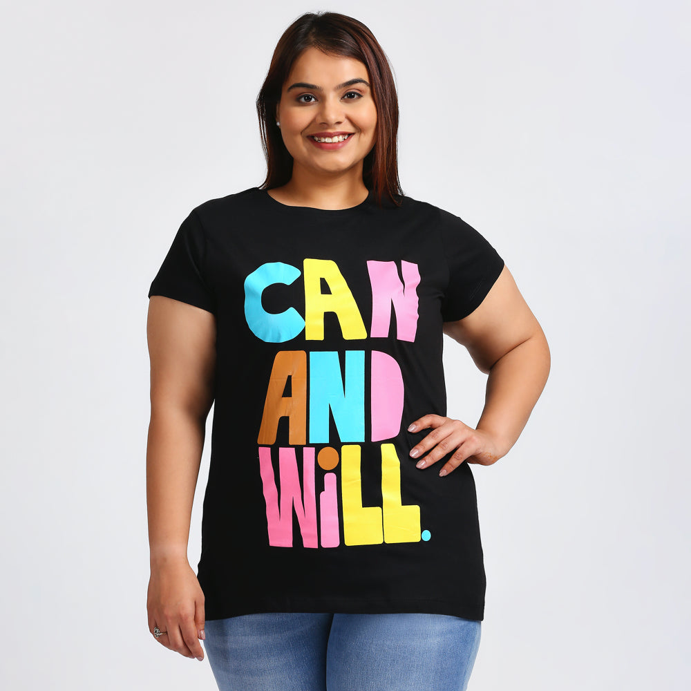 Plus Size Graphic T-Shirt | 2XL - 8XL | 100% Cotton | Black