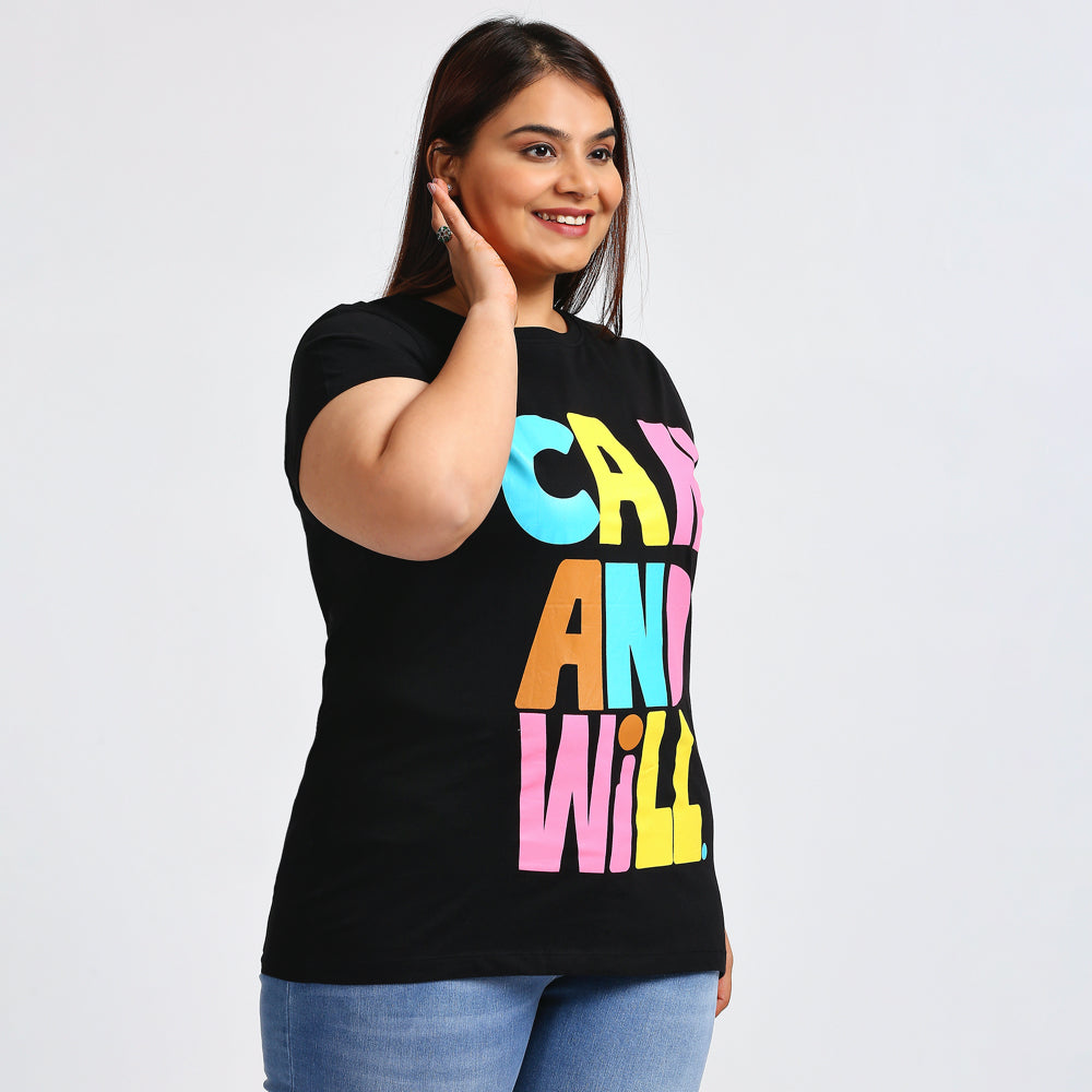 Plus Size Graphic T-Shirt | 2XL - 8XL | 100% Cotton | Black