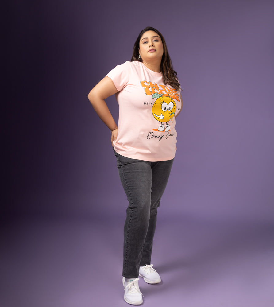 Plus Size Graphic T-Shirt | 2XL - 8XL | 100% Cotton | Pink
