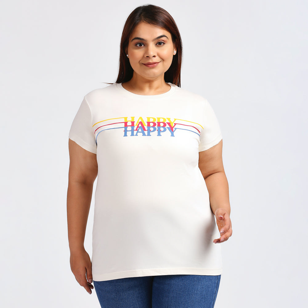 Plus Size Graphic T-Shirt | 2XL - 8XL | 100% Cotton | Cream