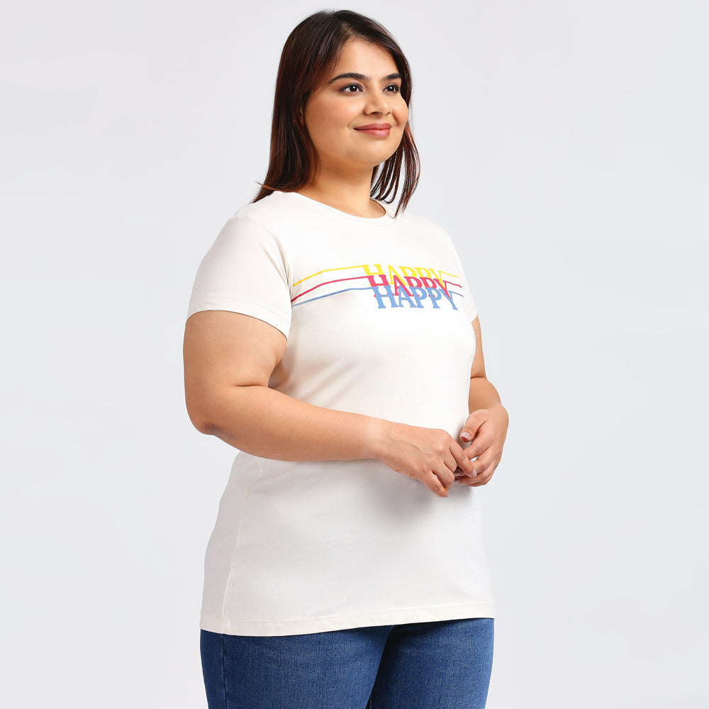 Plus Size Graphic T-Shirt | 2XL - 8XL | 100% Cotton | Cream