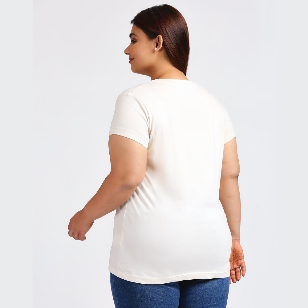 Plus Size Graphic T-Shirt | 2XL - 8XL | 100% Cotton | Cream