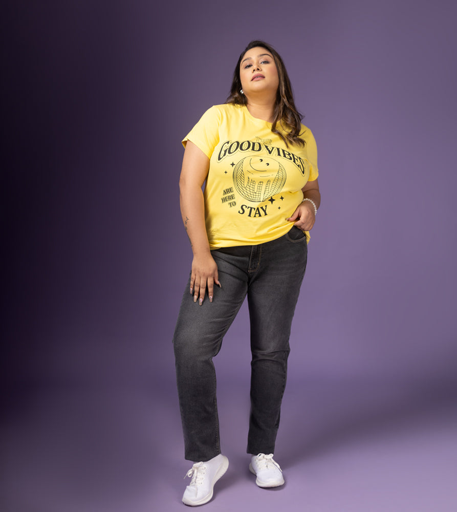 Plus Size Graphic T-Shirt | 2XL - 8XL | 100% Cotton | Yellow
