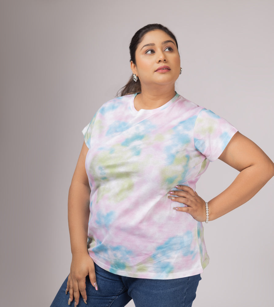 Sizeupp | Plus Size Aop Tees For Women | 3Xl - 9Xl | 100% Cotton | Aop | Knitted | Multi Colour