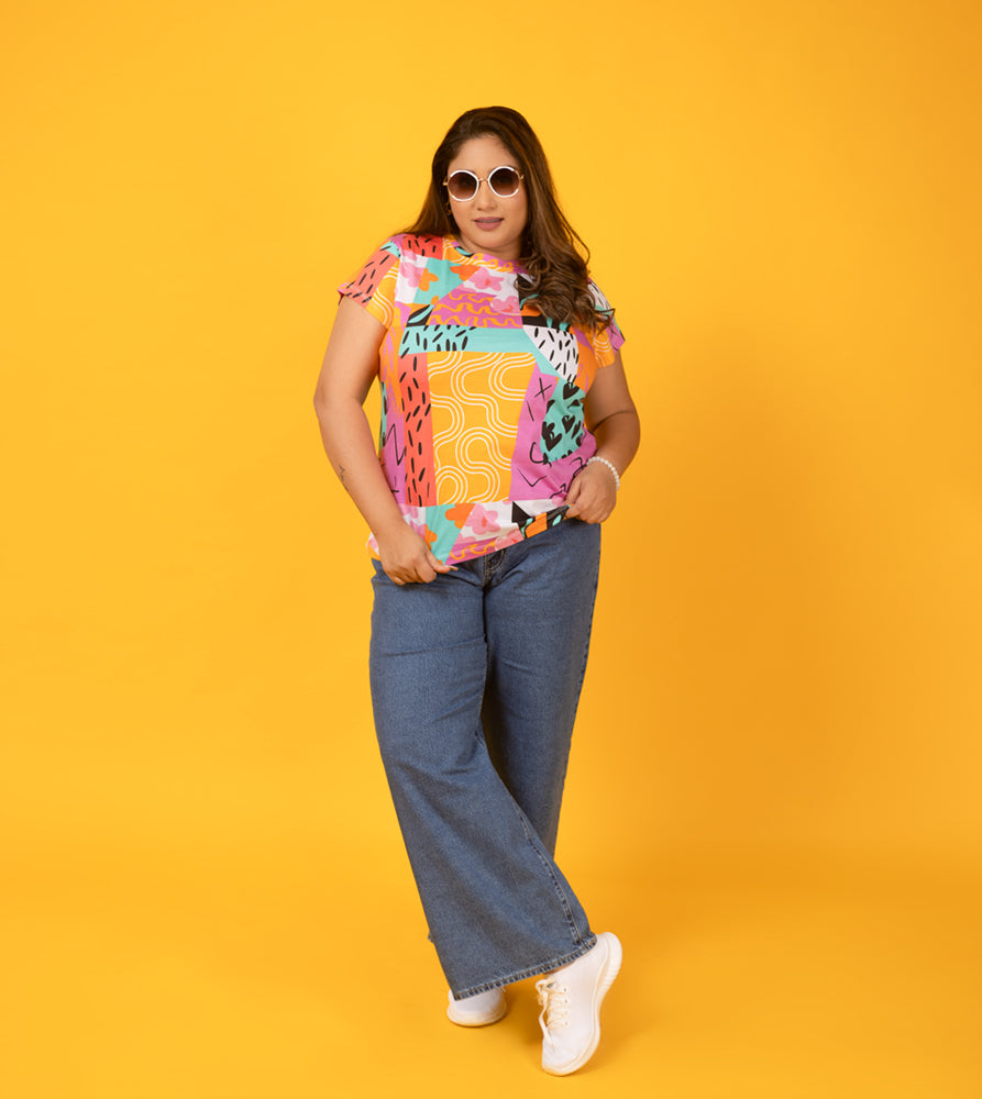 Sizeupp | Plus Size  Aop Tees For Women | 3XL - 9XL | 100% Cotton | Aop | Multi Colour
