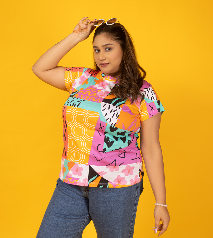 Sizeupp | Plus Size  Aop Tees For Women | 3XL - 9XL | 100% Cotton | Aop | Multi Colour