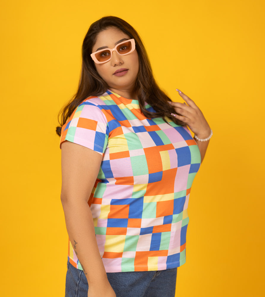 Sizeupp | Plus Size  Aop Tees For Women | 2XL - 8XL | 100% Cotton | Aop | Multi Colour