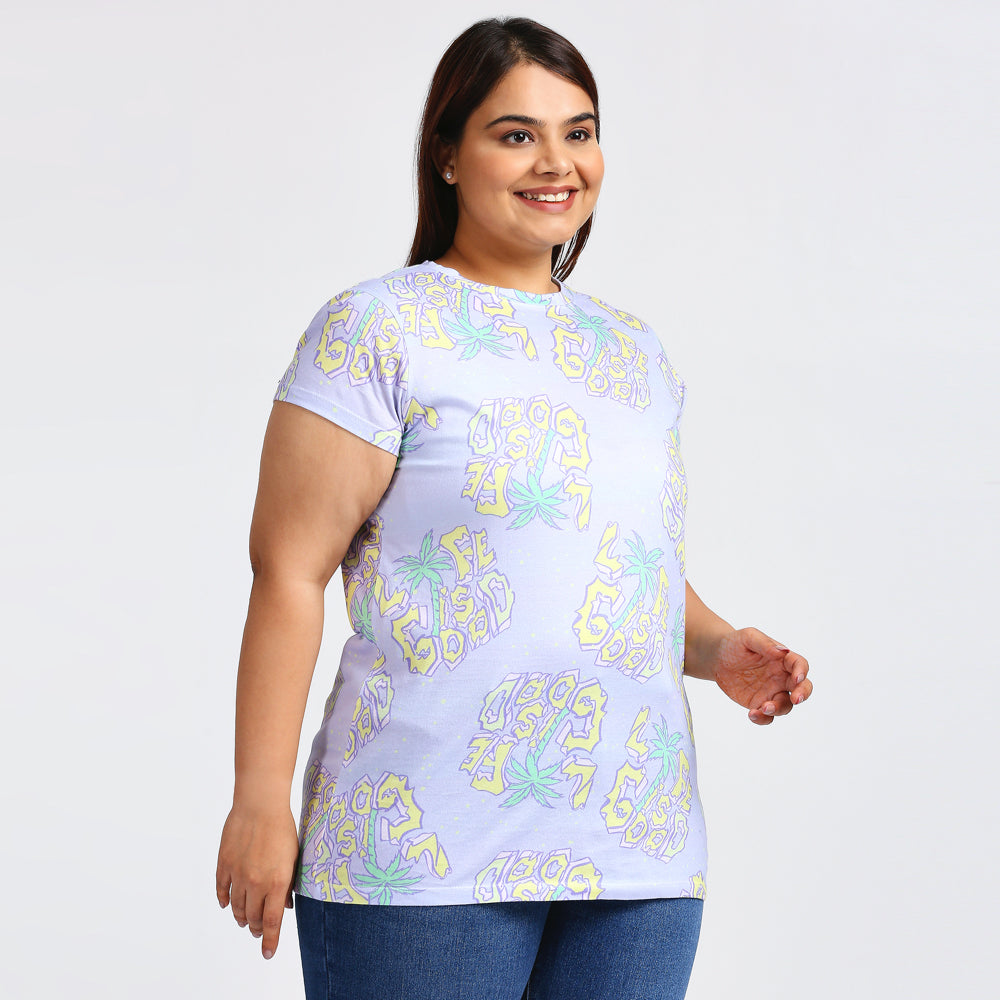 Plus Size Aop T-shirt | 2XL - 8XL | 100% Cotton | Lavender