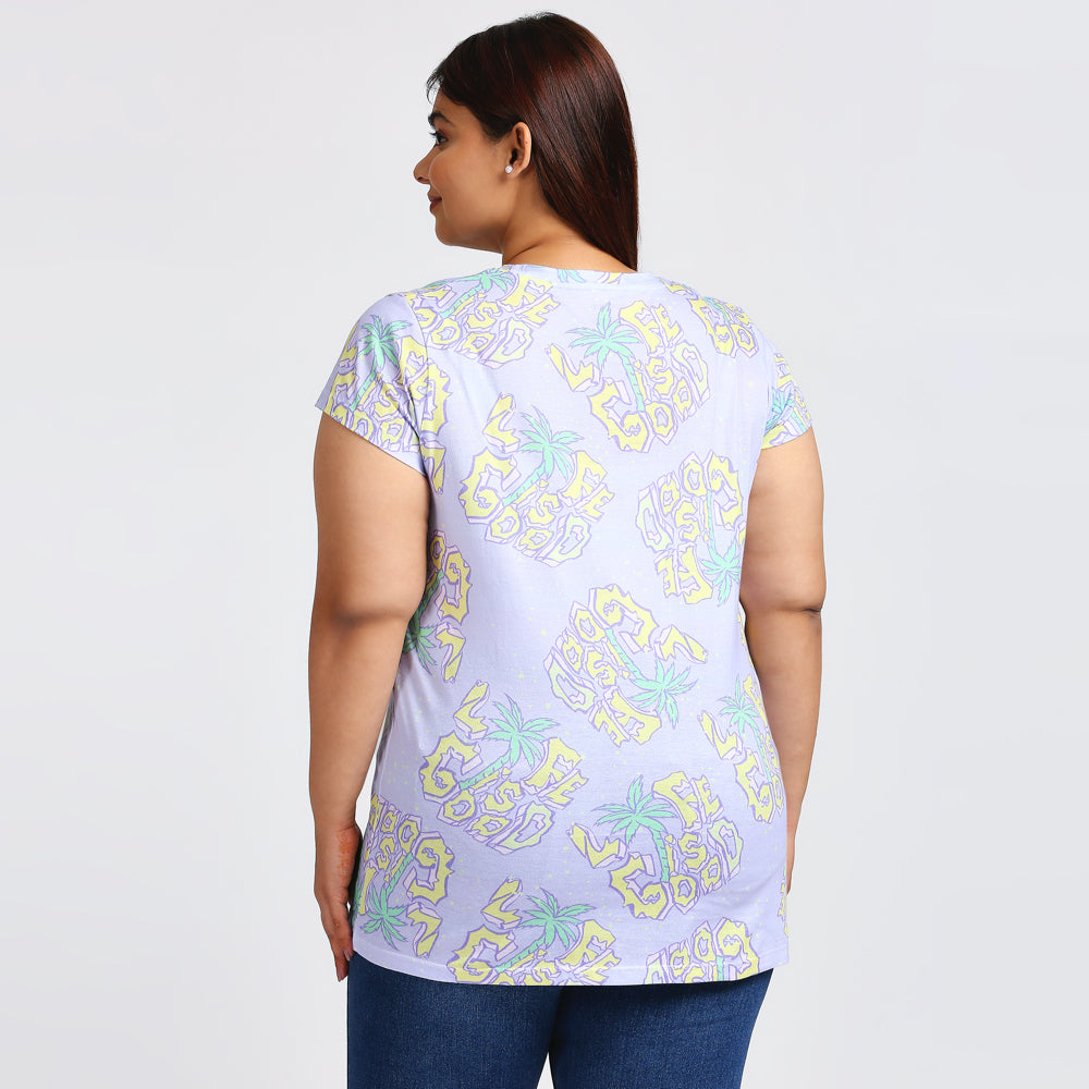 Plus Size Aop T-shirt | 2XL - 8XL | 100% Cotton | Lavender