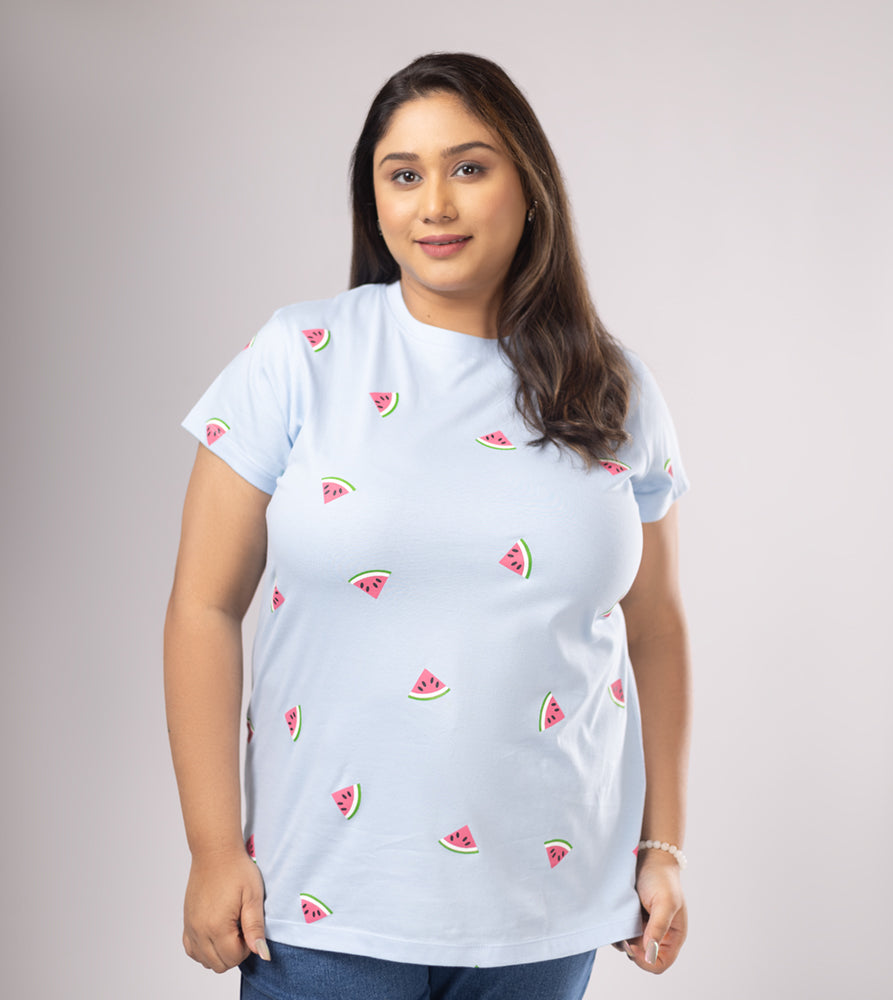 Plus Size Aop T-shirt | 2XL - 8XL | 100% Cotton | Blue